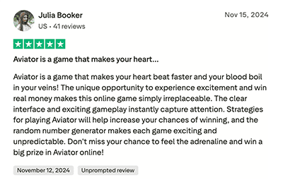 Aviator game review from Trustpilot 2